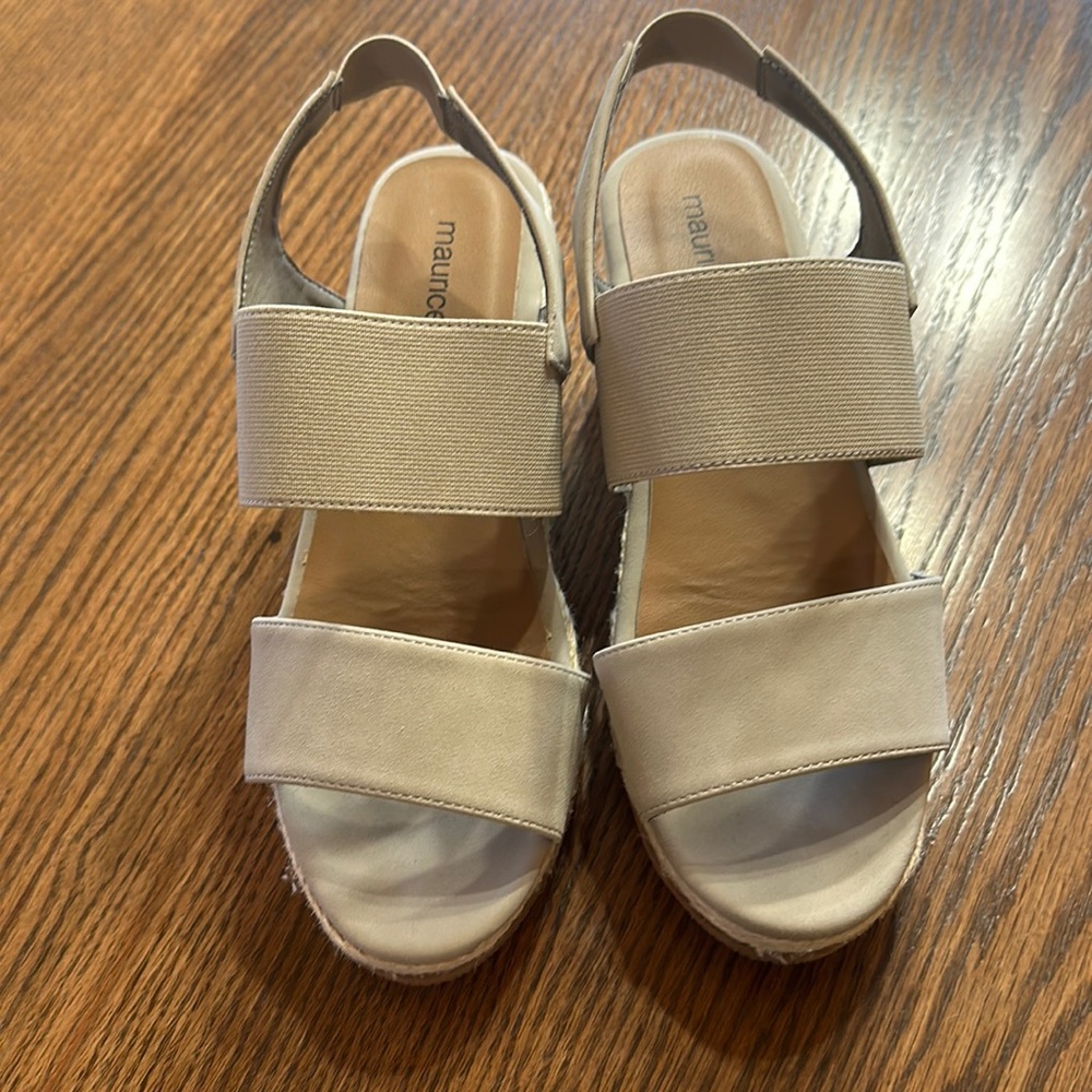 Sandals, platforms, 3” heel. Maurice’s size 8.5